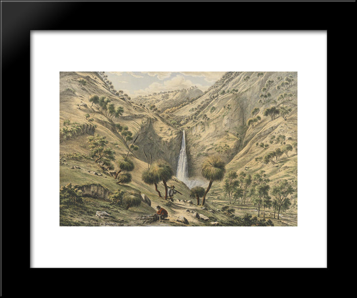 Fall Of The First Creek, Near Glen Osmond, South Australia 20x24 Black Modern Wood Framed Art Print Poster by von Guerard, Eugene
