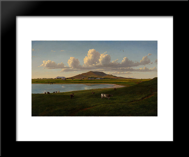 Koort Koort-Nong Homestead, Near Camperdown, Victoria, With Mount Elephant In The Distance 20x24 Black Modern Wood Framed Art Print Poster by von Guerard, Eugene