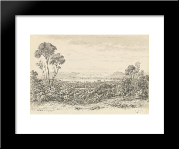 Lake Bonbong Near Maclachlan Station On The West Coast From Cape Bridgewater 20x24 Black Modern Wood Framed Art Print Poster by von Guerard, Eugene
