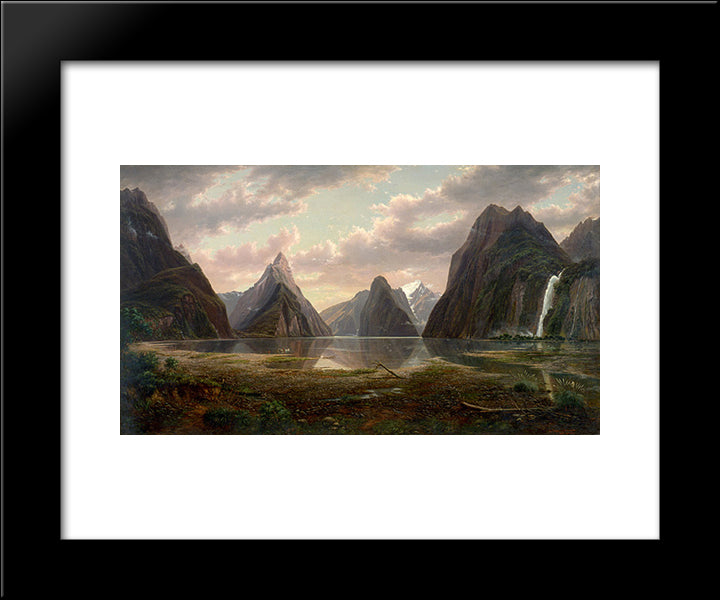 Milford Sound, New Zealand 20x24 Black Modern Wood Framed Art Print Poster by von Guerard, Eugene