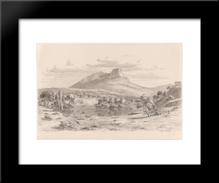 Mt. Sturgeon And The Wannon In The Grampians, Victoria 20x24 Black Modern Wood Framed Art Print Poster by von Guerard, Eugene