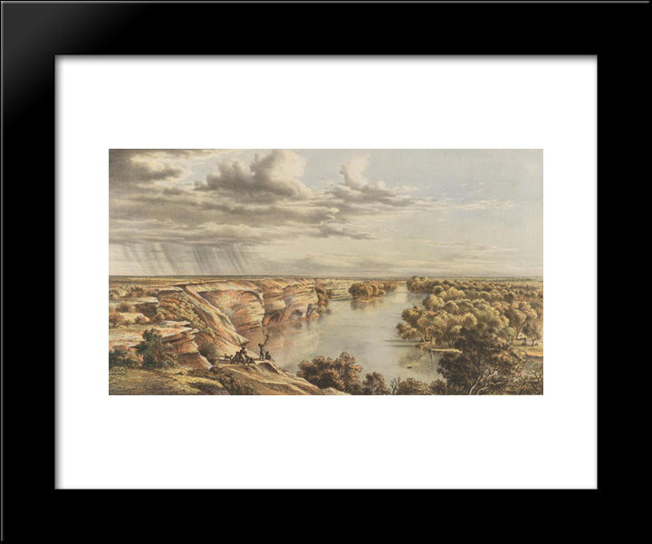 Murray River, Moorundi 20x24 Black Modern Wood Framed Art Print Poster by von Guerard, Eugene