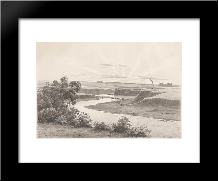 Old Ford Through The River Torrens At Adelaide 20x24 Black Modern Wood Framed Art Print Poster by von Guerard, Eugene