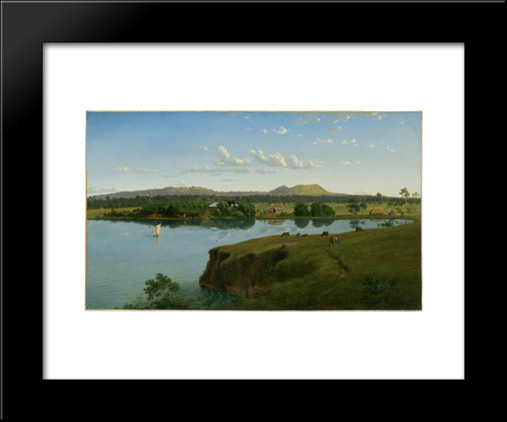Purrumbete From Across The Lake 20x24 Black Modern Wood Framed Art Print Poster by von Guerard, Eugene