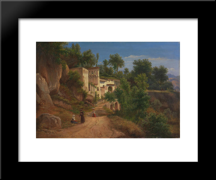 The Hermitage Of St Maria Of The Avvocatella Near Naples 20x24 Black Modern Wood Framed Art Print Poster by von Guerard, Eugene