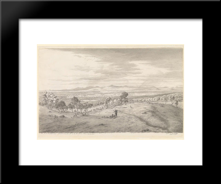 View From The Bald Hills Between Ballarat And Creswick Creek, To The West Pyrenees And Lake Burrambeet 20x24 Black Modern Wood Framed Art Print Poster by von Guerard, Eugene