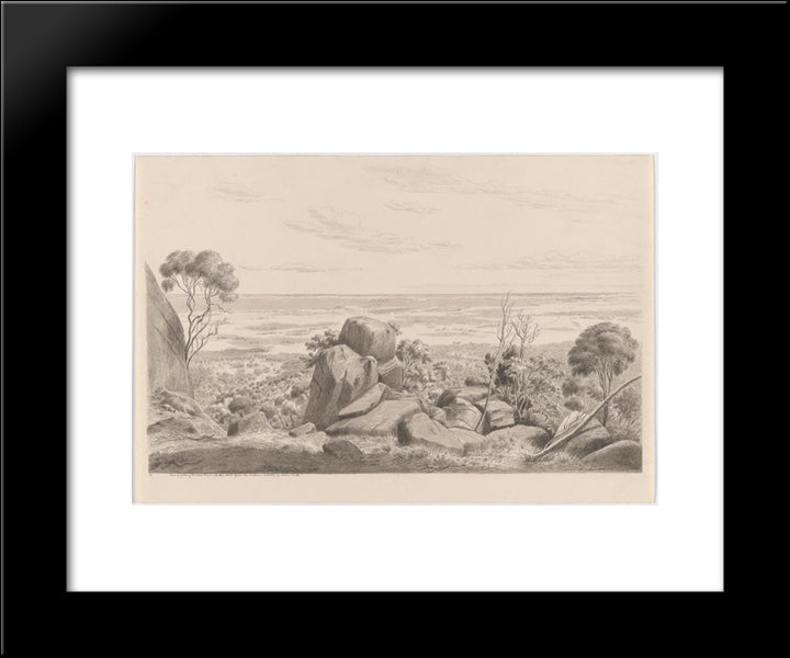 View Of Geelong, The Corio Bay And Indented Heads From The Southern Declivity Of Station Peak 20x24 Black Modern Wood Framed Art Print Poster by von Guerard, Eugene
