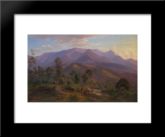 View Of The Snowy Bluff On The Wonnangatta River 20x24 Black Modern Wood Framed Art Print Poster by von Guerard, Eugene