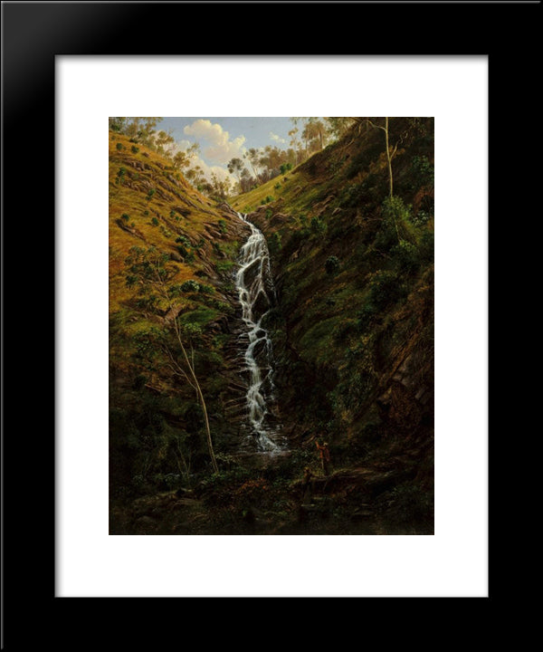 Waterfall, Strath Creek 20x24 Black Modern Wood Framed Art Print Poster by von Guerard, Eugene