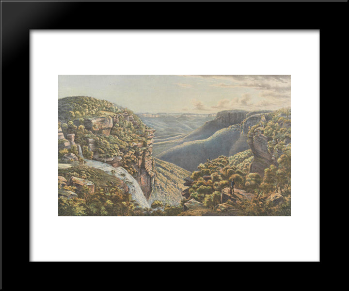 Weatherboard Fall, N.S.W. 20x24 Black Modern Wood Framed Art Print Poster by von Guerard, Eugene