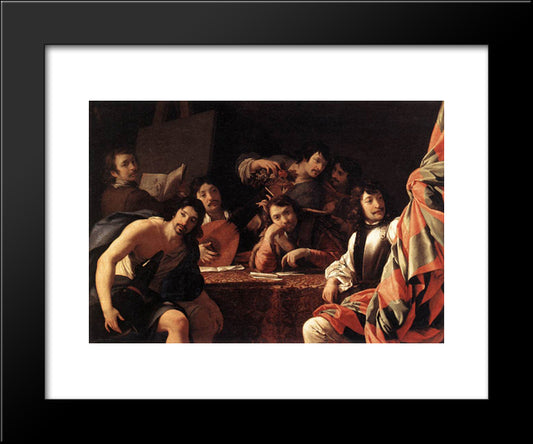 A Gathering Of Friends 20x24 Black Modern Wood Framed Art Print Poster by Le Sueur, Eustache