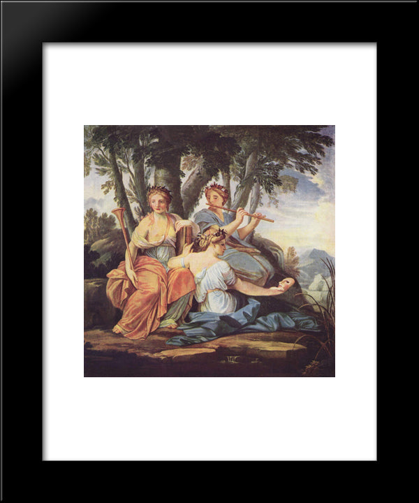 Clio, Euterpe And Thalia 20x24 Black Modern Wood Framed Art Print Poster by Le Sueur, Eustache