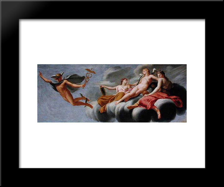 Cupid Ordering Mercury To Announce His Power To The Universe 20x24 Black Modern Wood Framed Art Print Poster by Le Sueur, Eustache