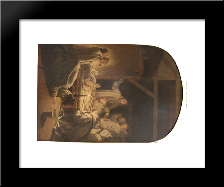 Death Of St. Bruno 20x24 Black Modern Wood Framed Art Print Poster by Le Sueur, Eustache