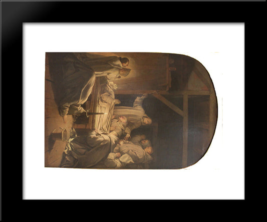 Death Of St. Bruno 20x24 Black Modern Wood Framed Art Print Poster by Le Sueur, Eustache