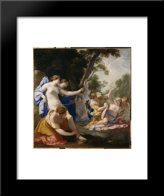 Diane Decouvrant La Grossesse De Callisto 20x24 Black Modern Wood Framed Art Print Poster by Le Sueur, Eustache