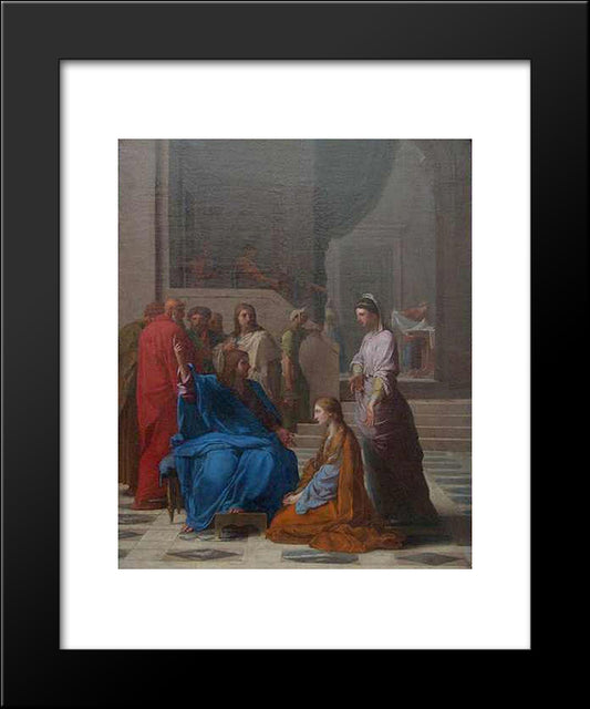 Jesus Chez Marthe Et Marie 20x24 Black Modern Wood Framed Art Print Poster by Le Sueur, Eustache