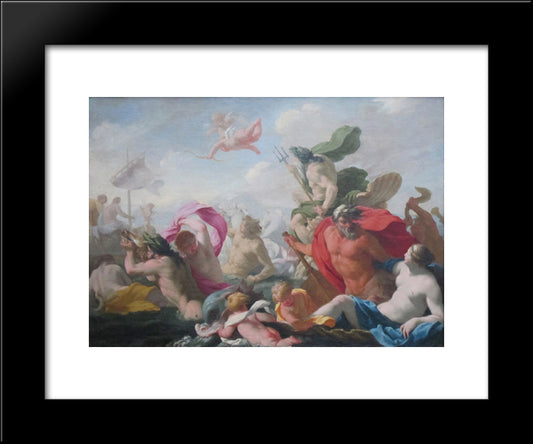 Marine Gods Paying Homage To Love 20x24 Black Modern Wood Framed Art Print Poster by Le Sueur, Eustache