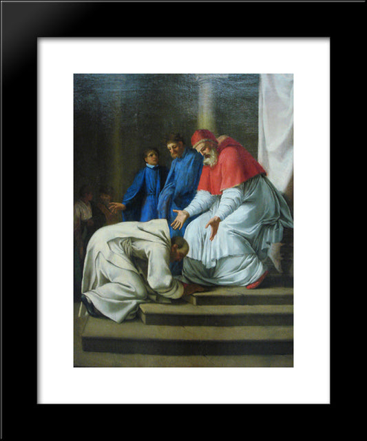 Saint Bruno The Feet Of Pope Urban Ii 20x24 Black Modern Wood Framed Art Print Poster by Le Sueur, Eustache
