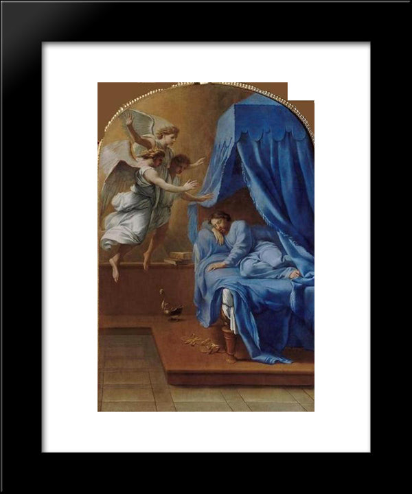 Songe De Saint Bruno 20x24 Black Modern Wood Framed Art Print Poster by Le Sueur, Eustache