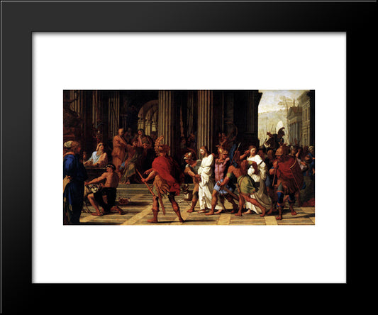 St. Gervase And St. Protase Brought Before Anastasius 20x24 Black Modern Wood Framed Art Print Poster by Le Sueur, Eustache