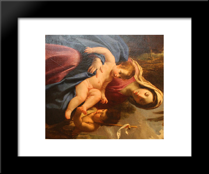 The Virgin And Child With Saint John The Baptist 20x24 Black Modern Wood Framed Art Print Poster by Le Sueur, Eustache