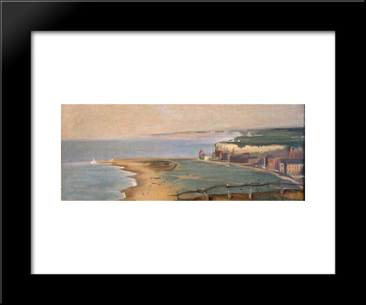 Dieppe Beach View From The Cliff West 20x24 Black Modern Wood Framed Art Print Poster by Gonzales, Eva