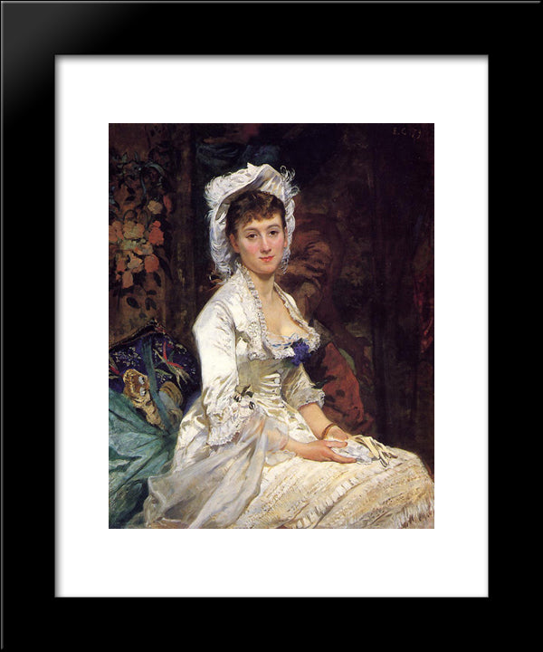 Portrait Of A Woman In White 20x24 Black Modern Wood Framed Art Print Poster by Gonzales, Eva