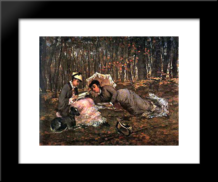 Reading In The Forest 20x24 Black Modern Wood Framed Art Print Poster by Gonzales, Eva