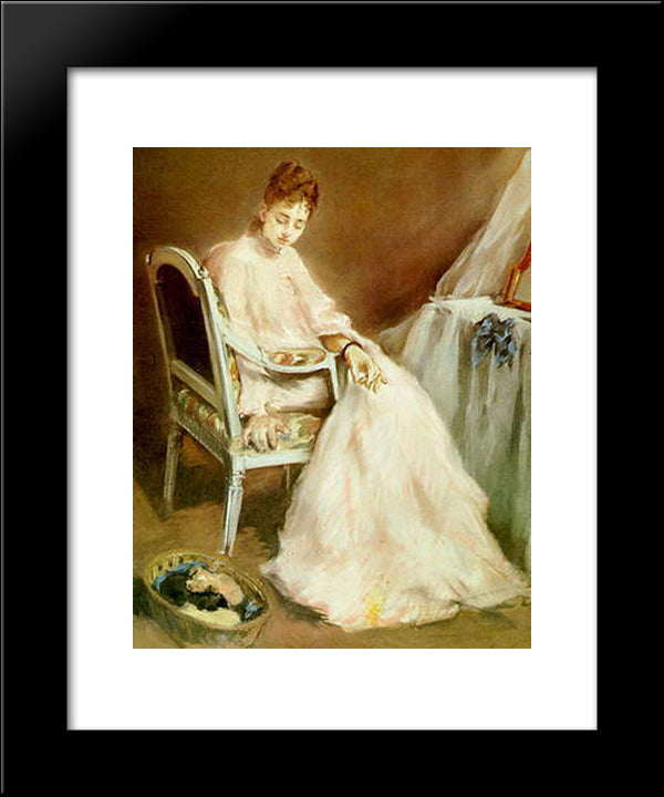 Women In White 20x24 Black Modern Wood Framed Art Print Poster by Gonzales, Eva