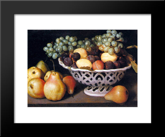 Maiolica Basket Of Fruit 20x24 Black Modern Wood Framed Art Print Poster by Galizia, Fede