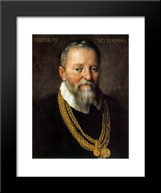 Portrait Of Federico Zuccari 20x24 Black Modern Wood Framed Art Print Poster by Galizia, Fede