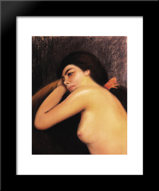 Chest Of A Young Girl 20x24 Black Modern Wood Framed Art Print Poster by Zandomeneghi, Federico