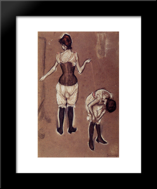 Dressing Before The Mirror 20x24 Black Modern Wood Framed Art Print Poster by Zandomeneghi, Federico