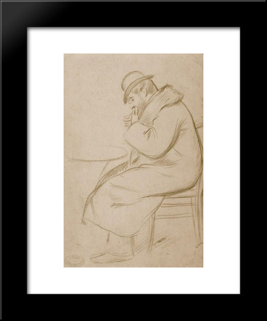 Figure Of Man Sitting 20x24 Black Modern Wood Framed Art Print Poster by Zandomeneghi, Federico