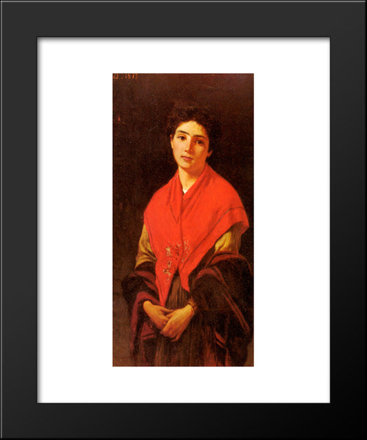 Lady In Red 20x24 Black Modern Wood Framed Art Print Poster by Zandomeneghi, Federico