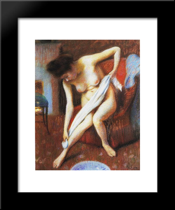 Woman Drying Herself 20x24 Black Modern Wood Framed Art Print Poster by Zandomeneghi, Federico