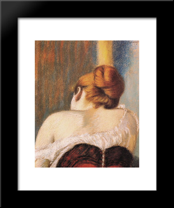 Woman In Corset 20x24 Black Modern Wood Framed Art Print Poster by Zandomeneghi, Federico