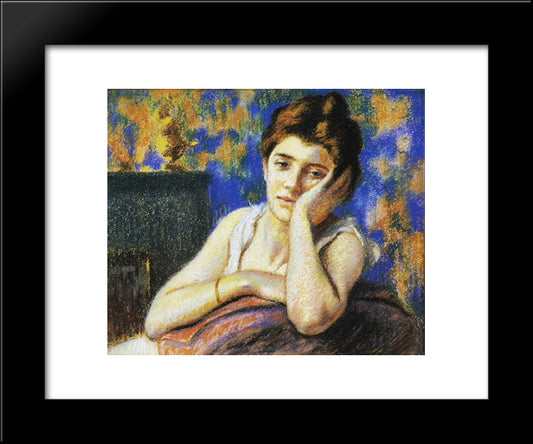 Woman Leaning On A Chair 20x24 Black Modern Wood Framed Art Print Poster by Zandomeneghi, Federico