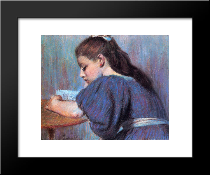 Young Girl Reading 20x24 Black Modern Wood Framed Art Print Poster by Zandomeneghi, Federico