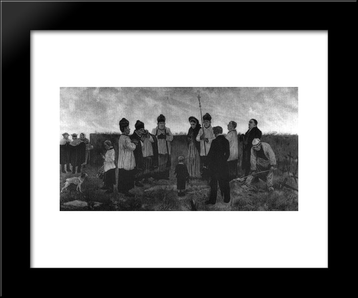 Burial In The Walloon Country 20x24 Black Modern Wood Framed Art Print Poster by Rops, Felicien