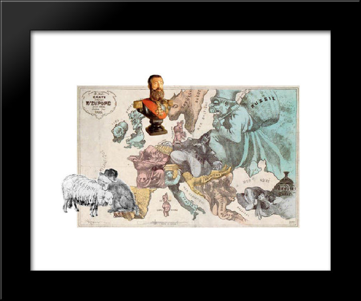 Bust Of King Leopold Ii 20x24 Black Modern Wood Framed Art Print Poster by Rops, Felicien