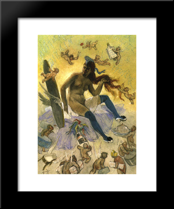 Cythera'S Toilette 20x24 Black Modern Wood Framed Art Print Poster by Rops, Felicien