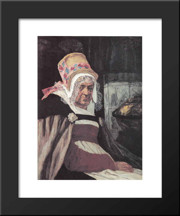 Head Of Old Woman From Antwerp 20x24 Black Modern Wood Framed Art Print Poster by Rops, Felicien