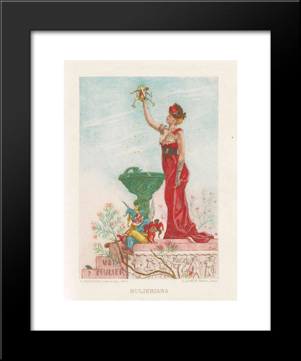 Lady With Puppet 20x24 Black Modern Wood Framed Art Print Poster by Rops, Felicien