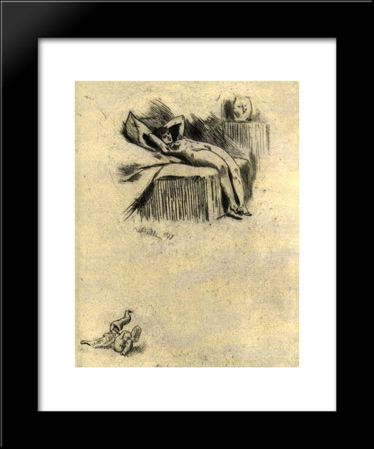 Little Model 20x24 Black Modern Wood Framed Art Print Poster by Rops, Felicien