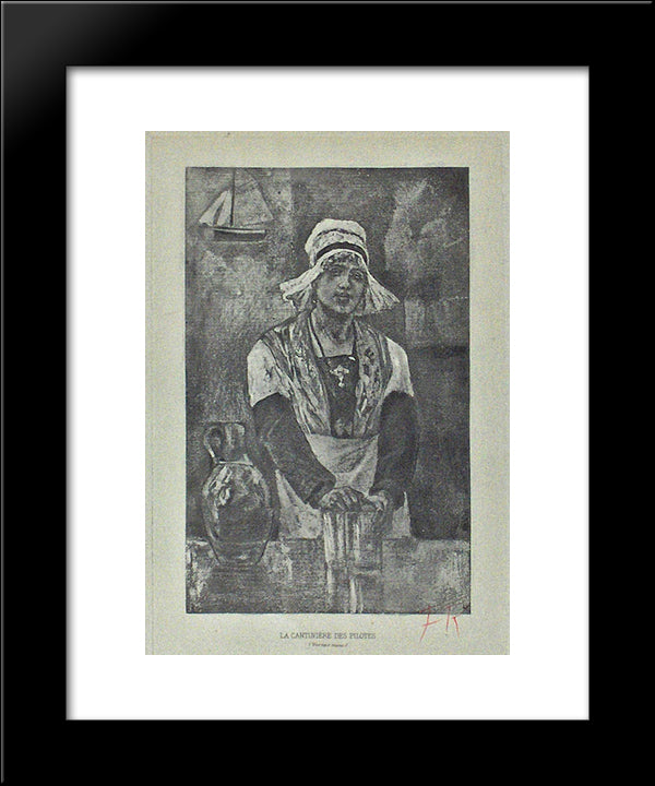 The Girl In The Cantine For Pilots 20x24 Black Modern Wood Framed Art Print Poster by Rops, Felicien