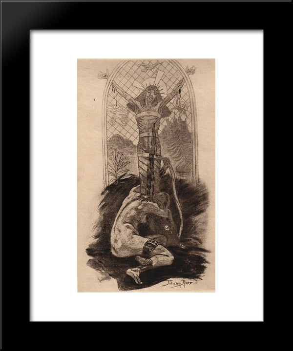 The Lover Of Christ 20x24 Black Modern Wood Framed Art Print Poster by Rops, Felicien