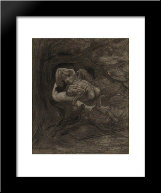 The Prehistoric Mating Or Hunting For The Femal 20x24 Black Modern Wood Framed Art Print Poster by Rops, Felicien