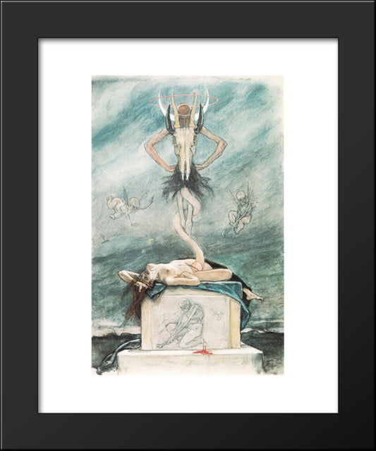 The Sacrifice, From The Satanic Ones 20x24 Black Modern Wood Framed Art Print Poster by Rops, Felicien